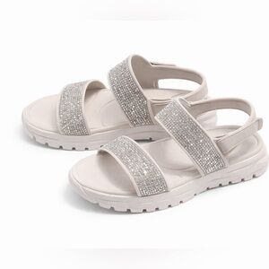 Skechers Arch Fit Foamies Rhinestone Sandals NWT Size 9 Comfort Bling Slides